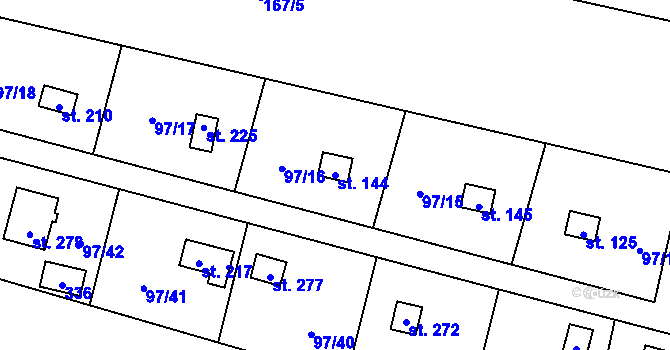 Parcela st. 144 v KÚ Podhoří u Chebu, Katastrální mapa