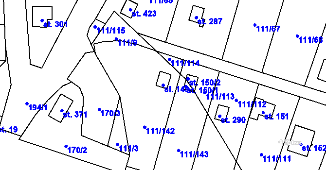 Parcela st. 149 v KÚ Podhoří u Chebu, Katastrální mapa