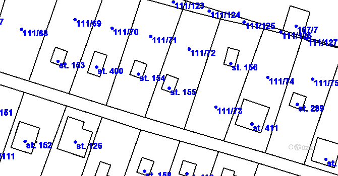 Parcela st. 155 v KÚ Podhoří u Chebu, Katastrální mapa