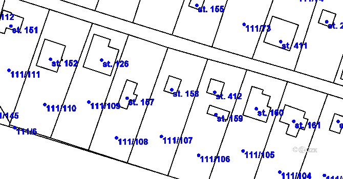 Parcela st. 158 v KÚ Podhoří u Chebu, Katastrální mapa