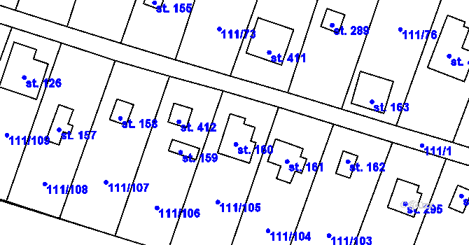 Parcela st. 160 v KÚ Podhoří u Chebu, Katastrální mapa