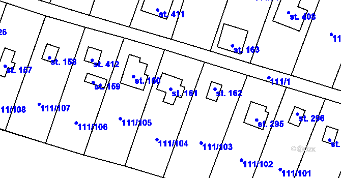 Parcela st. 161 v KÚ Podhoří u Chebu, Katastrální mapa