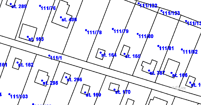 Parcela st. 164 v KÚ Podhoří u Chebu, Katastrální mapa