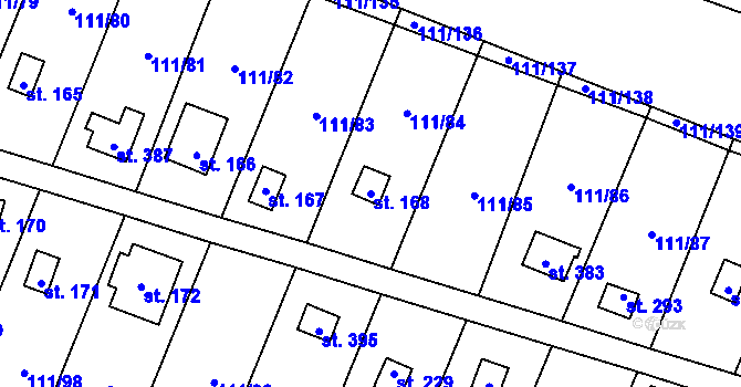 Parcela st. 168 v KÚ Podhoří u Chebu, Katastrální mapa