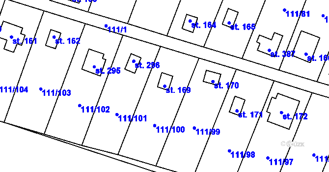 Parcela st. 169 v KÚ Podhoří u Chebu, Katastrální mapa