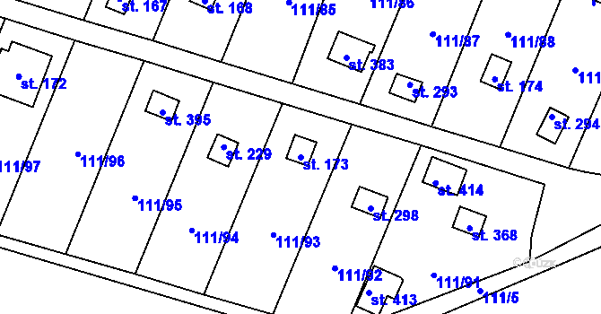 Parcela st. 173 v KÚ Podhoří u Chebu, Katastrální mapa