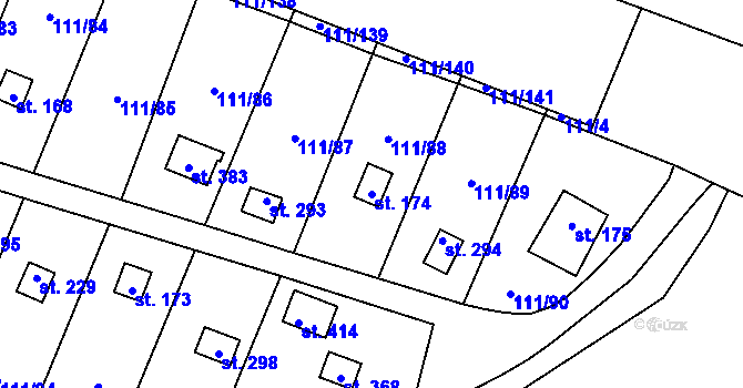 Parcela st. 174 v KÚ Podhoří u Chebu, Katastrální mapa
