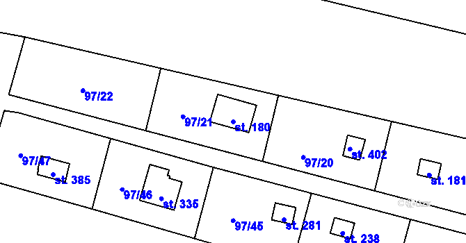Parcela st. 180 v KÚ Podhoří u Chebu, Katastrální mapa