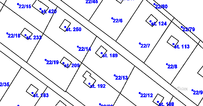 Parcela st. 189 v KÚ Podhoří u Chebu, Katastrální mapa