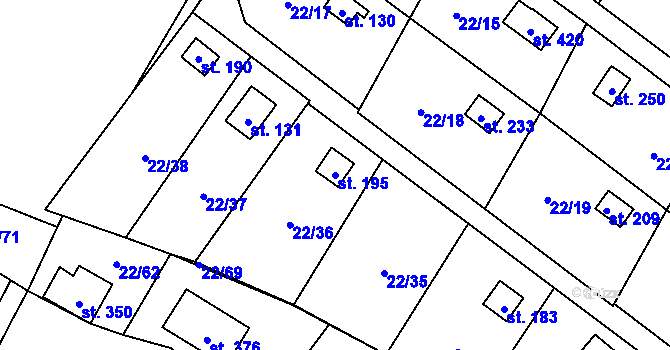 Parcela st. 195 v KÚ Podhoří u Chebu, Katastrální mapa