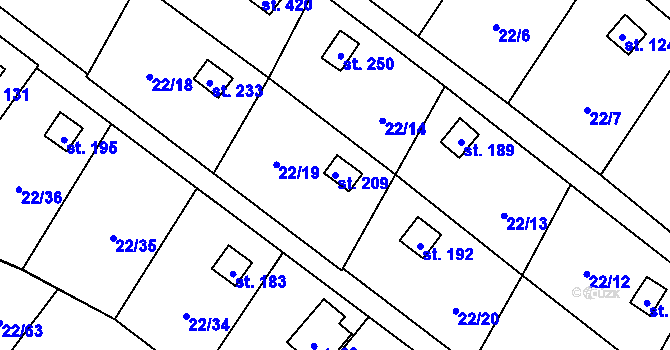 Parcela st. 209 v KÚ Podhoří u Chebu, Katastrální mapa
