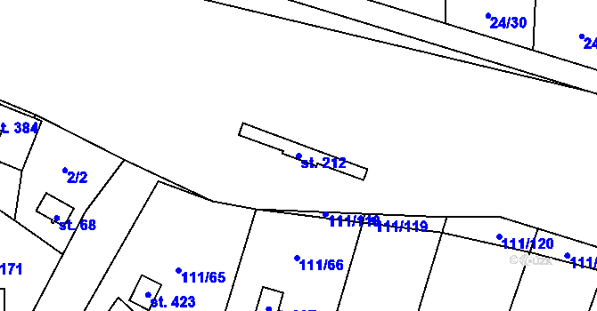 Parcela st. 212 v KÚ Podhoří u Chebu, Katastrální mapa