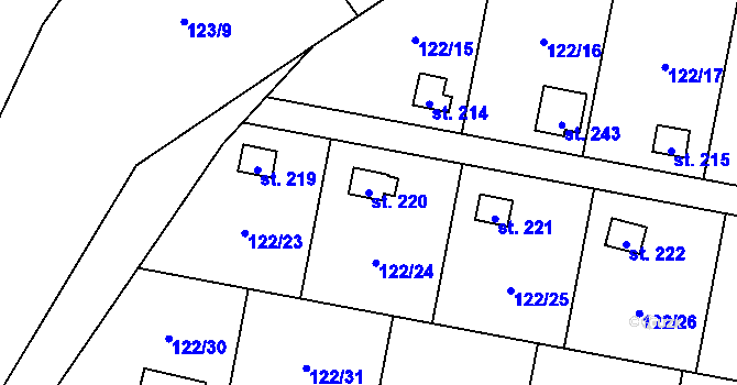 Parcela st. 220 v KÚ Podhoří u Chebu, Katastrální mapa