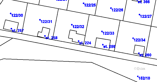Parcela st. 224 v KÚ Podhoří u Chebu, Katastrální mapa