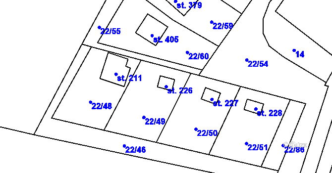 Parcela st. 226 v KÚ Podhoří u Chebu, Katastrální mapa