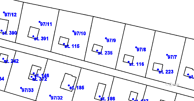 Parcela st. 235 v KÚ Podhoří u Chebu, Katastrální mapa