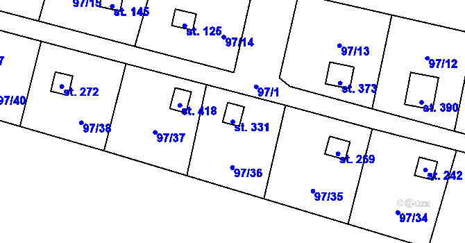 Parcela st. 331 v KÚ Podhoří u Chebu, Katastrální mapa