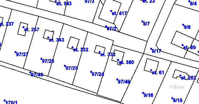 Parcela st. 333 v KÚ Podhoří u Chebu, Katastrální mapa