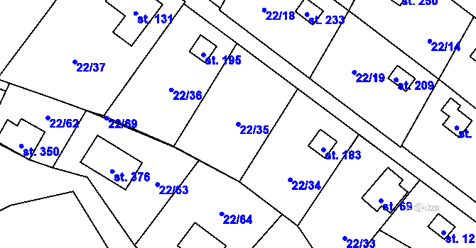 Parcela st. 22/35 v KÚ Podhoří u Chebu, Katastrální mapa