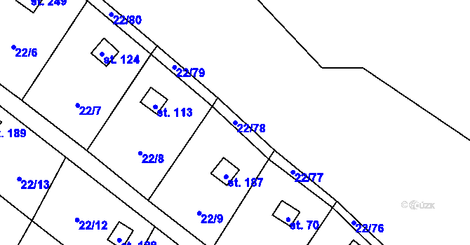 Parcela st. 22/78 v KÚ Podhoří u Chebu, Katastrální mapa