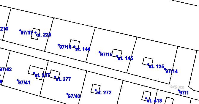 Parcela st. 97/15 v KÚ Podhoří u Chebu, Katastrální mapa
