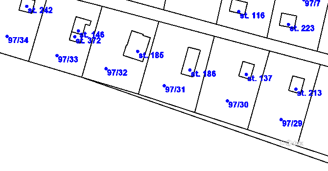 Parcela st. 97/31 v KÚ Podhoří u Chebu, Katastrální mapa