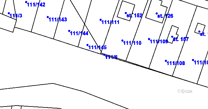 Parcela st. 111/6 v KÚ Podhoří u Chebu, Katastrální mapa