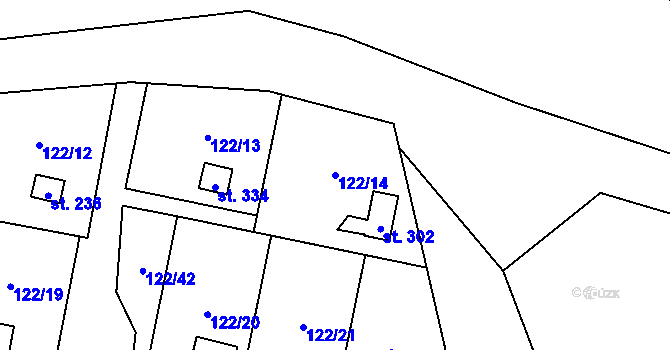 Parcela st. 122/14 v KÚ Podhoří u Chebu, Katastrální mapa