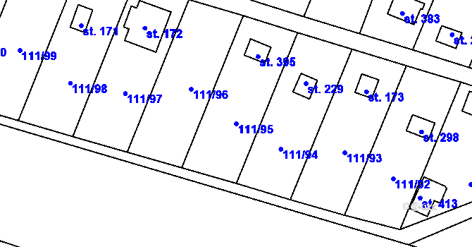 Parcela st. 111/95 v KÚ Podhoří u Chebu, Katastrální mapa