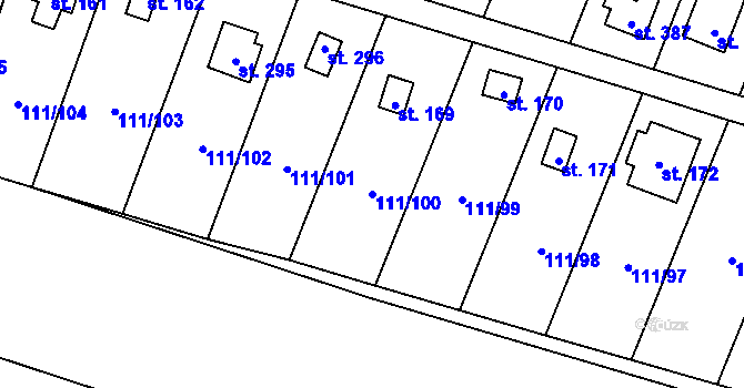 Parcela st. 111/100 v KÚ Podhoří u Chebu, Katastrální mapa