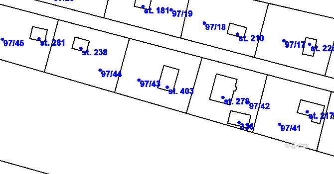 Parcela st. 403 v KÚ Podhoří u Chebu, Katastrální mapa