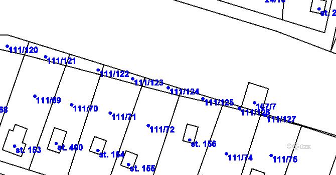 Parcela st. 111/124 v KÚ Podhoří u Chebu, Katastrální mapa