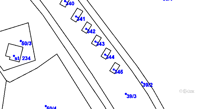 Parcela st. 344 v KÚ Podhoří u Chebu, Katastrální mapa