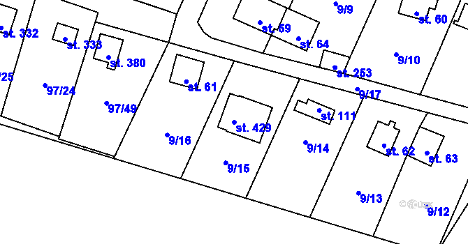 Parcela st. 429 v KÚ Podhoří u Chebu, Katastrální mapa