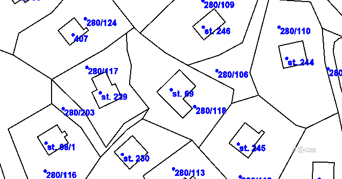 Parcela st. 69 v KÚ Skalka u Chebu, Katastrální mapa