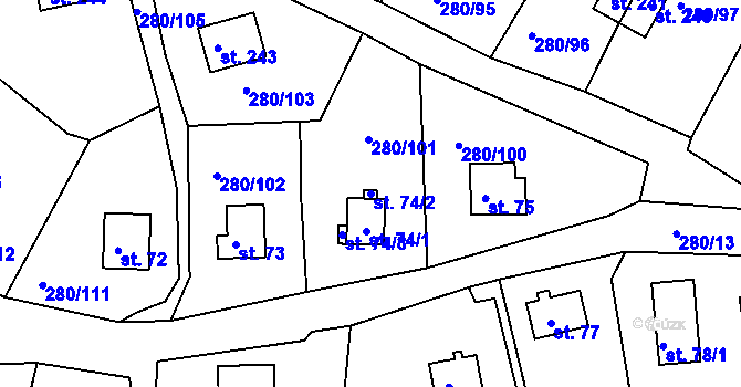Parcela st. 74/2 v KÚ Skalka u Chebu, Katastrální mapa