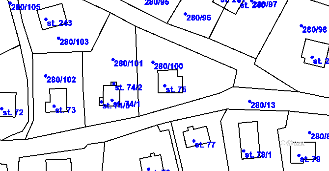 Parcela st. 75 v KÚ Skalka u Chebu, Katastrální mapa