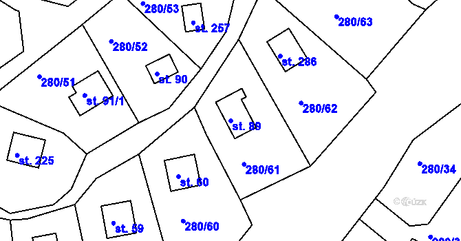 Parcela st. 89 v KÚ Skalka u Chebu, Katastrální mapa
