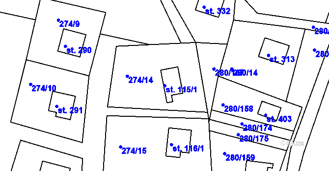 Parcela st. 115/1 v KÚ Skalka u Chebu, Katastrální mapa