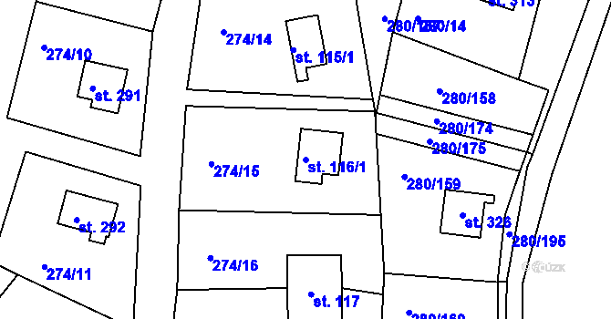 Parcela st. 116/1 v KÚ Skalka u Chebu, Katastrální mapa
