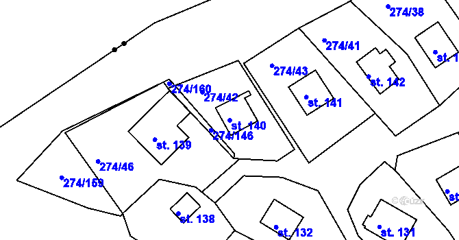 Parcela st. 140 v KÚ Skalka u Chebu, Katastrální mapa