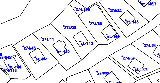 Parcela st. 143 v KÚ Skalka u Chebu, Katastrální mapa