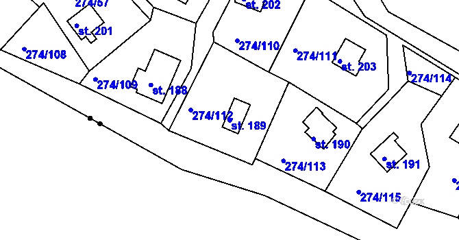 Parcela st. 189 v KÚ Skalka u Chebu, Katastrální mapa