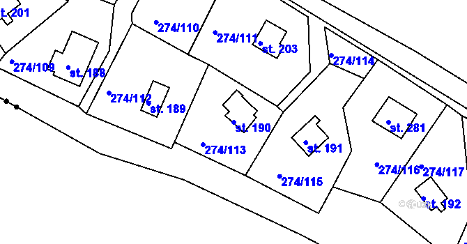 Parcela st. 190 v KÚ Skalka u Chebu, Katastrální mapa