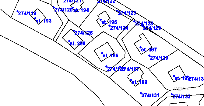 Parcela st. 196 v KÚ Skalka u Chebu, Katastrální mapa