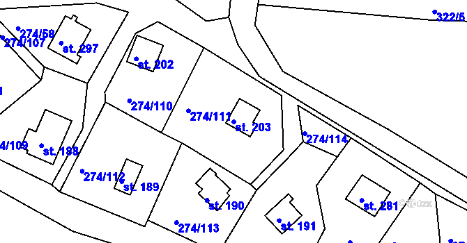 Parcela st. 203 v KÚ Skalka u Chebu, Katastrální mapa
