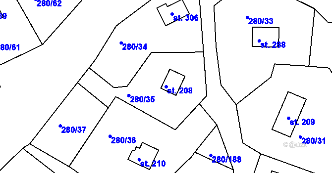 Parcela st. 208 v KÚ Skalka u Chebu, Katastrální mapa