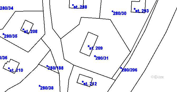 Parcela st. 209 v KÚ Skalka u Chebu, Katastrální mapa