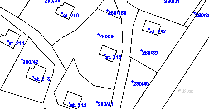 Parcela st. 216 v KÚ Skalka u Chebu, Katastrální mapa