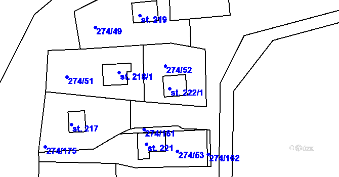Parcela st. 222/1 v KÚ Skalka u Chebu, Katastrální mapa